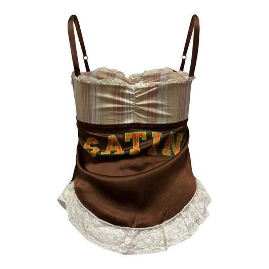 D&G Vintage “Splendor Horny MAGIC SATIN” Lace & Frill Trim Camisole