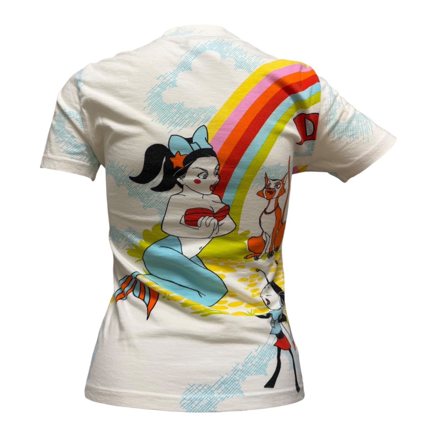 CHRISTIAN DIOR Spring 2002 Rainbow Cartoon Print T-Shirt