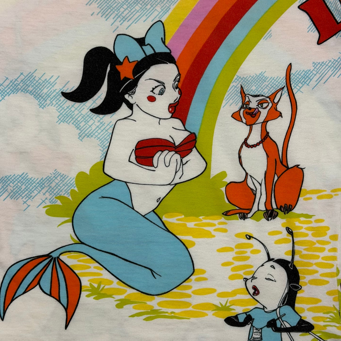 CHRISTIAN DIOR Spring 2002 Rainbow Cartoon Print T-Shirt