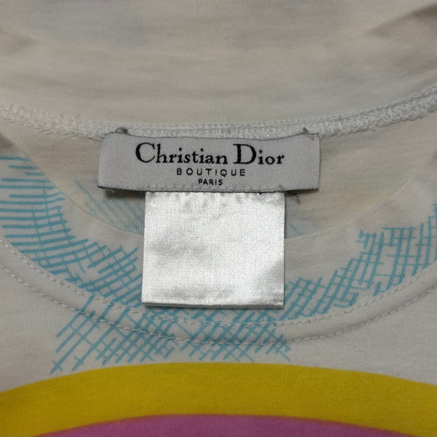 CHRISTIAN DIOR Spring 2002 Rainbow Cartoon Print T-Shirt