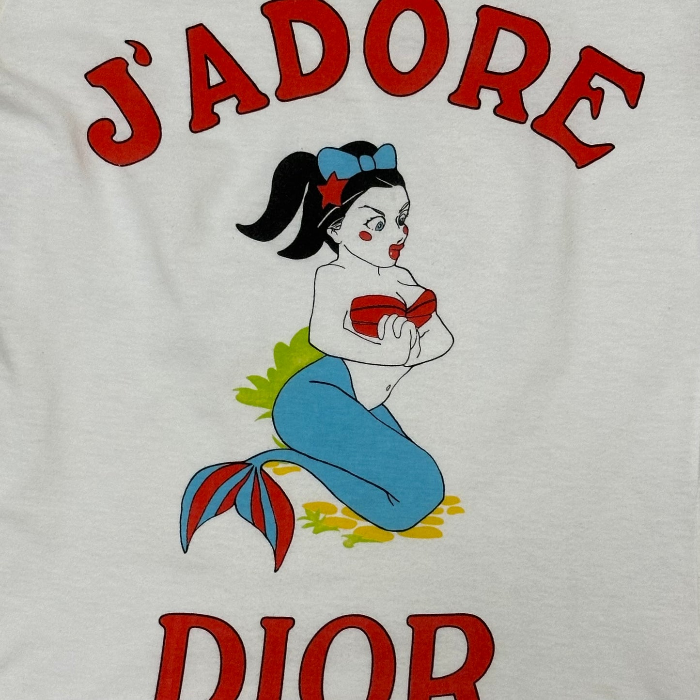 CHRISTIAN DIOR Spring Summer 2002 Cartoon "J'ADORE DIOR" Mermaid T-Shirt