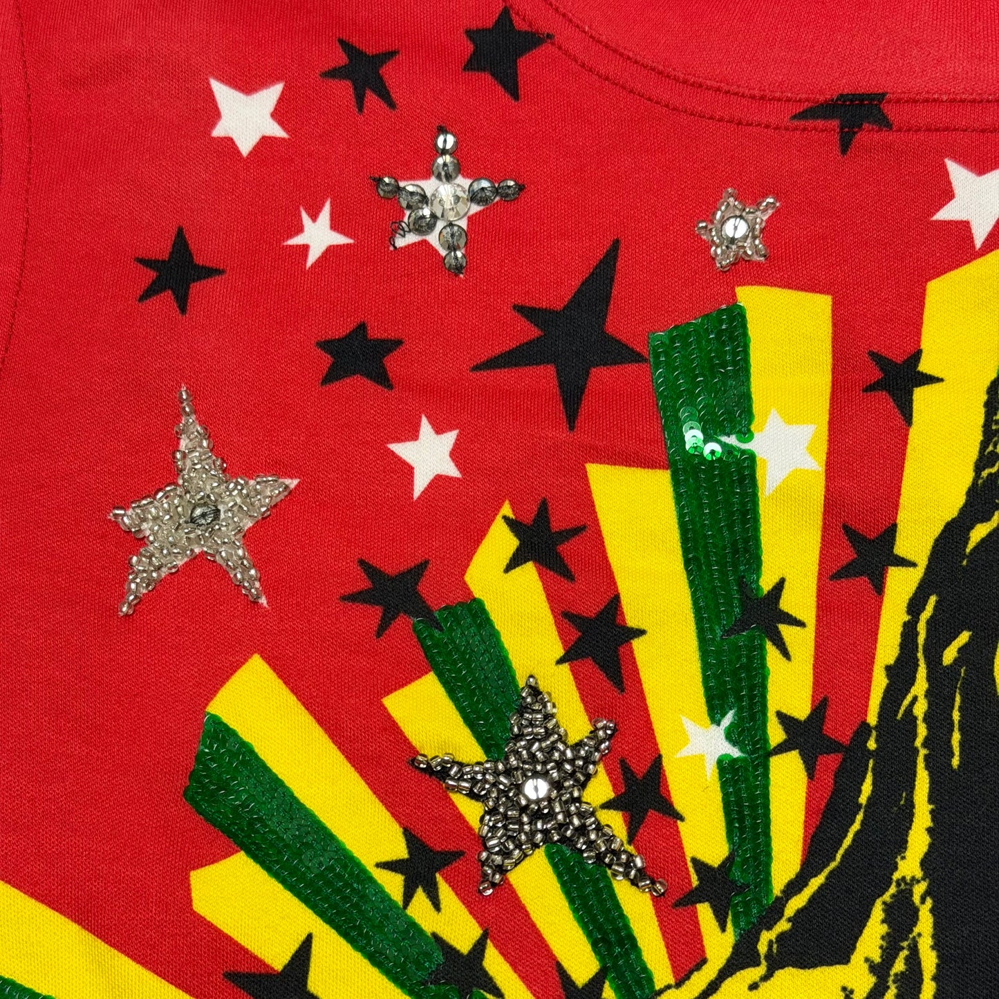 CHRISTIAN DIOR Spring 2004 Rasta Mania Bob Marley Sequin & Beaded T-Shirt