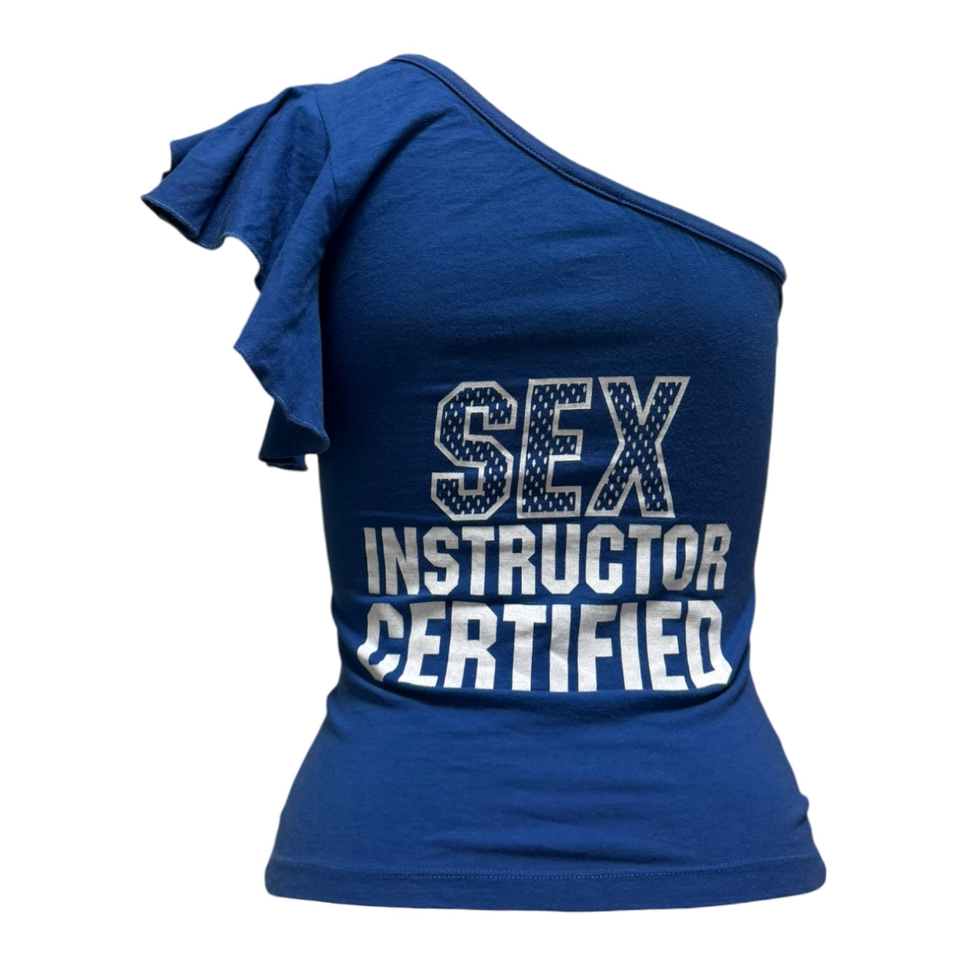 D&G Spring 2002 “7 RECREATION SEX INSTRUCTOR CERTIFIED” One Shoulder Top
