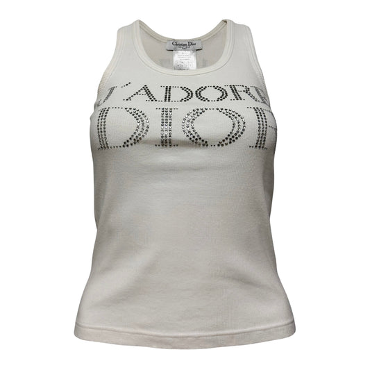 CHRISTIAN DIOR 2003 "J'ADORE DIOR" Rhinestone Logo Tank Top