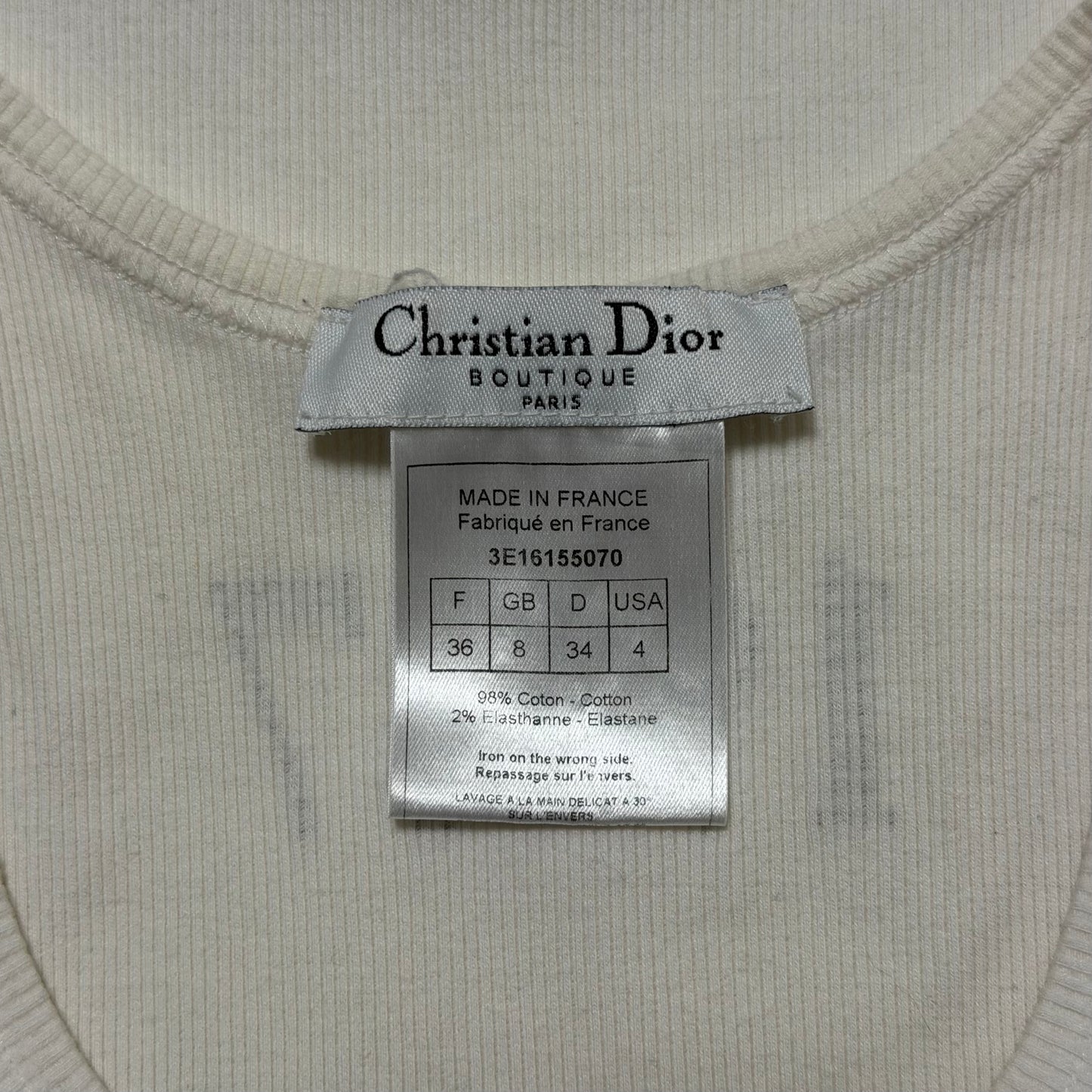 CHRISTIAN DIOR 2003 "J'ADORE DIOR" Rhinestone Logo Tank Top