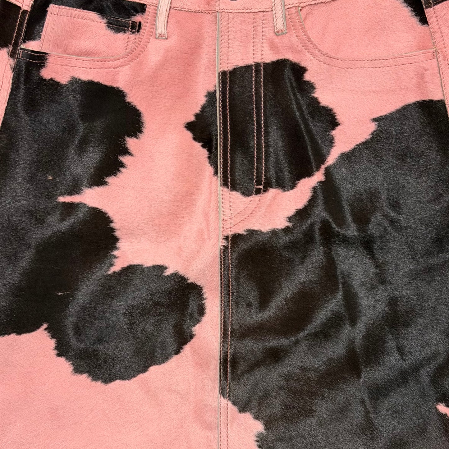 FENDI Fall Winter 1999 Haircalf Leather Midi Skirt