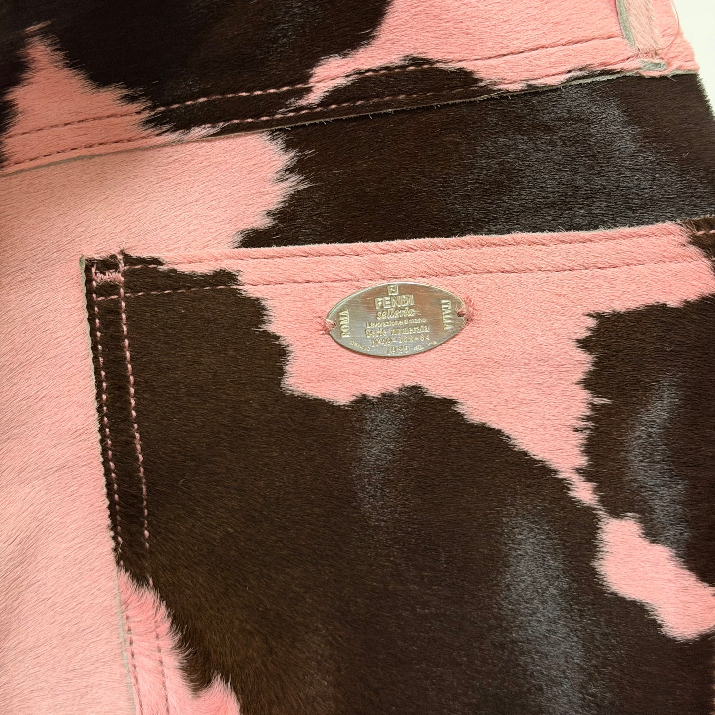 FENDI Fall Winter 1999 Haircalf Leather Midi Skirt