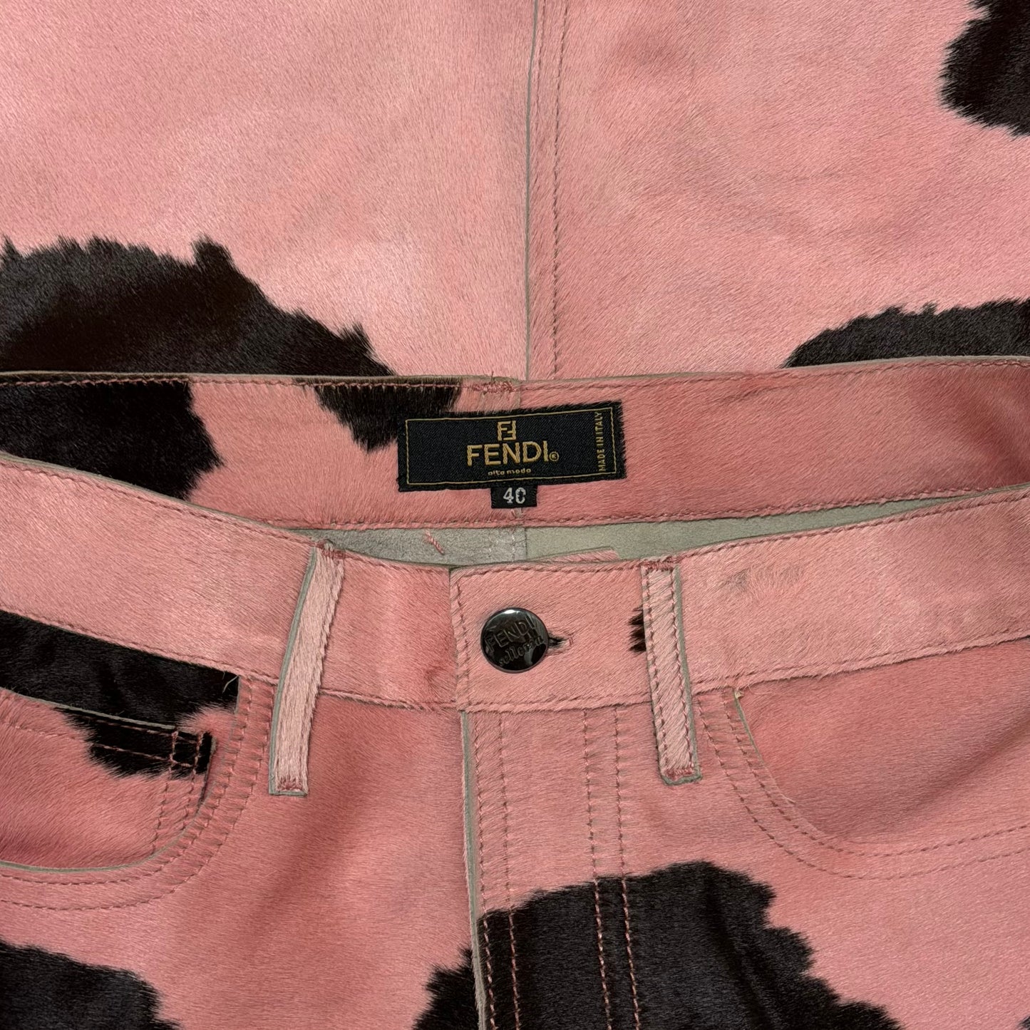 FENDI Fall Winter 1999 Haircalf Leather Midi Skirt