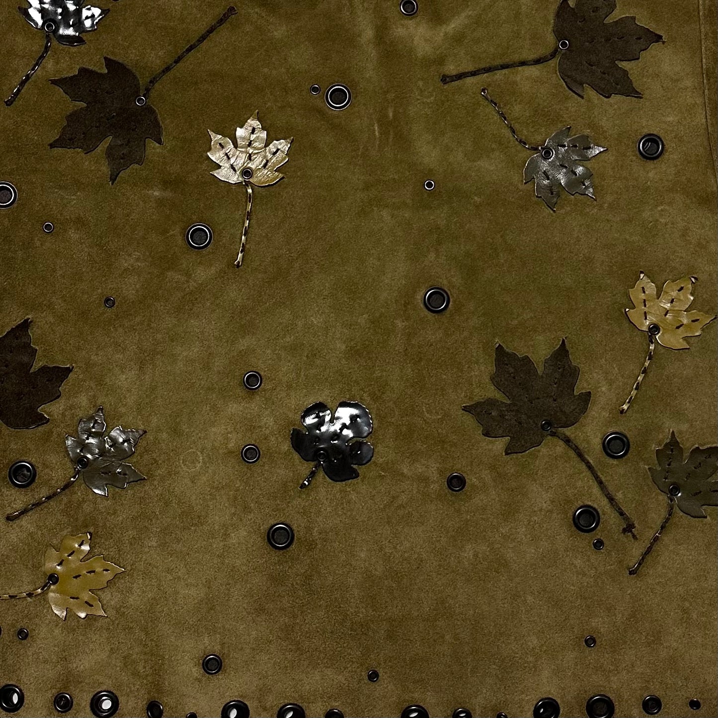 PRADA Fall Winter 1999 Appliqué Leaves Suede Midi Skirt