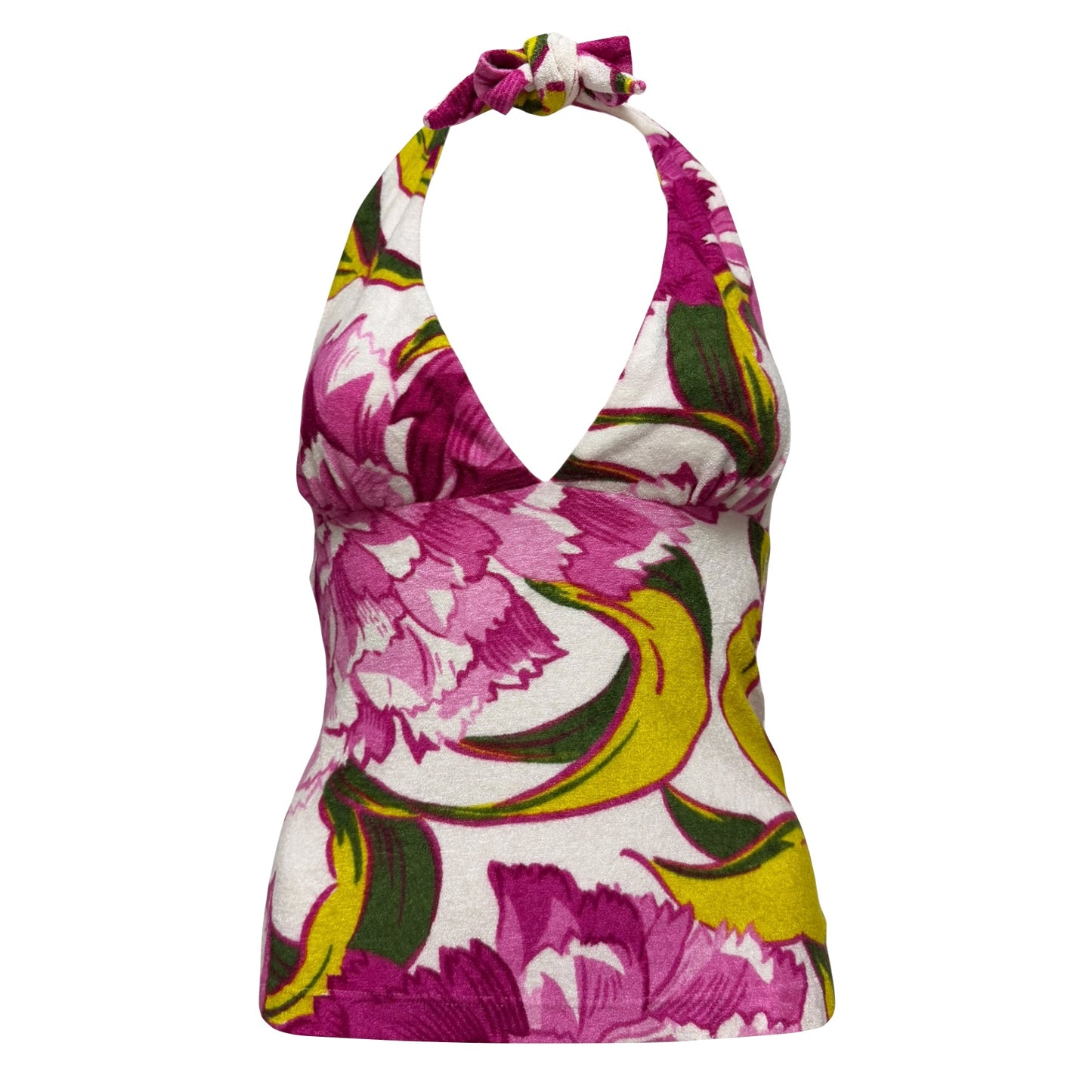 D&G Fall Winter 2000 Floral Print Pile Halter Neck Top