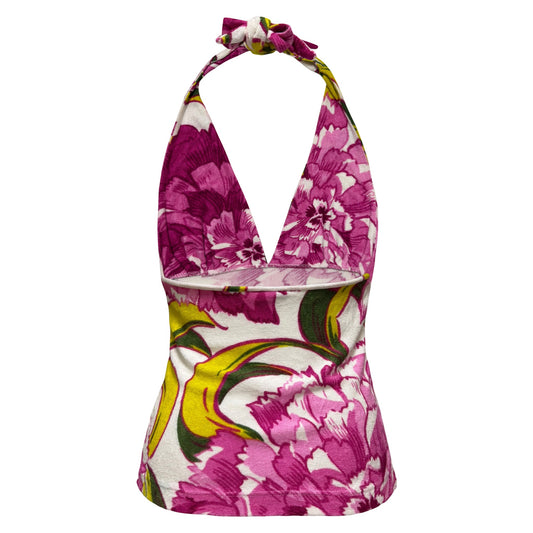 D&G Fall Winter 2000 Floral Print Pile Halter Neck Top