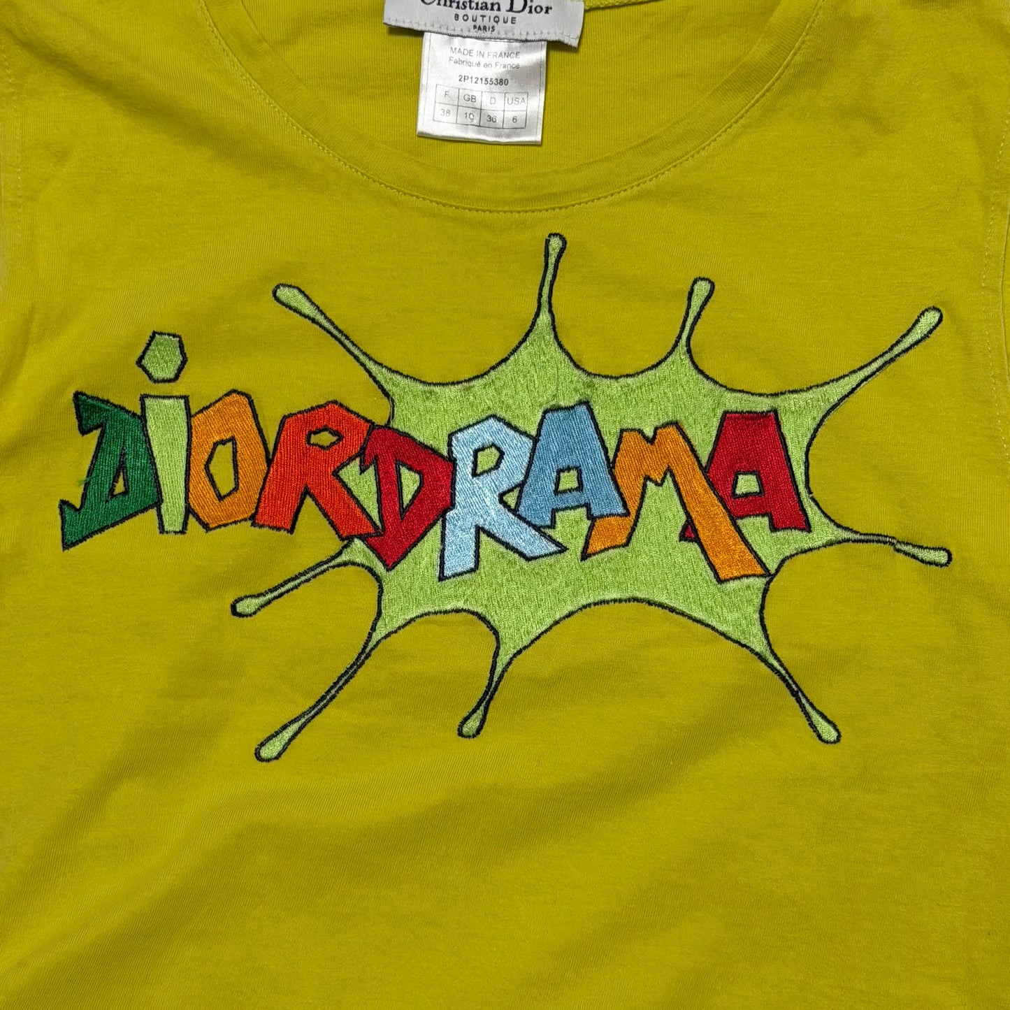 CHRISTIAN DIOR "DIORDRAMA" Cartoon Logo Tie-Side Crop Top