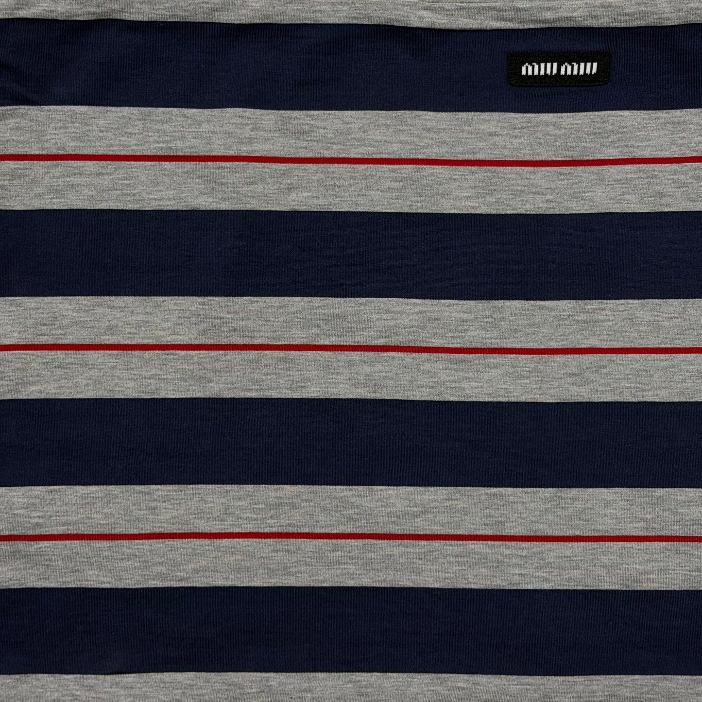 MIU MIU Fall 2025 Striped Logo-Patch Tube Top