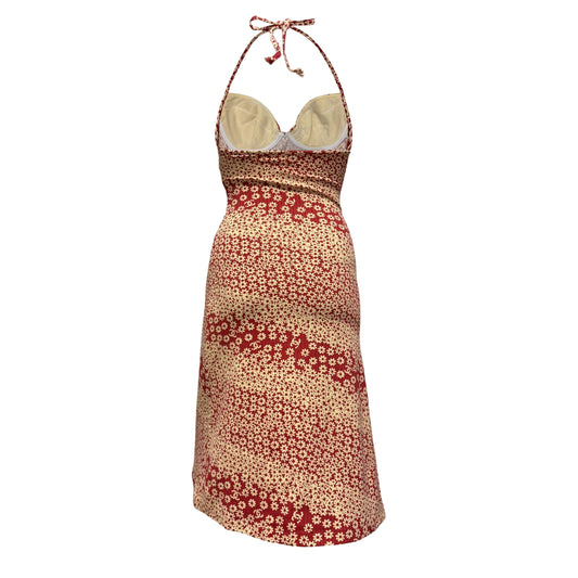 CHANEL Spring 2003 Floral Halter Midi Dress
