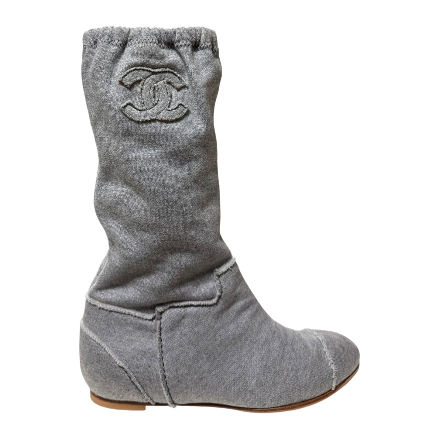 CHANEL Resort 2008 Fabric Patchwork CC Logo Boots