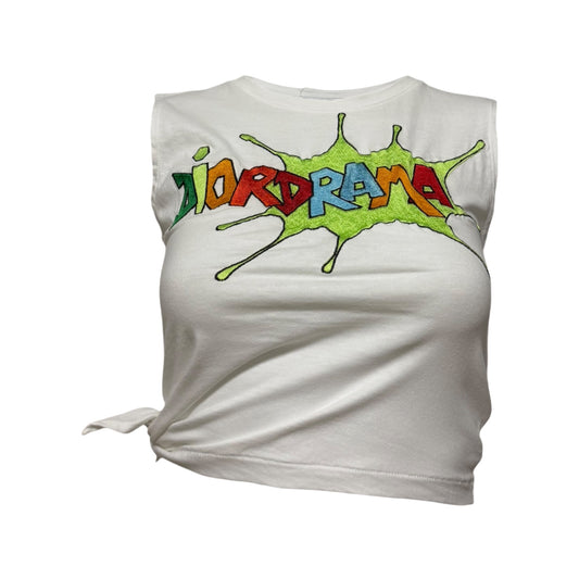 CHRISTIAN DIOR "DIORDRAMA" Cartoon Logo Tie-Side Crop Top