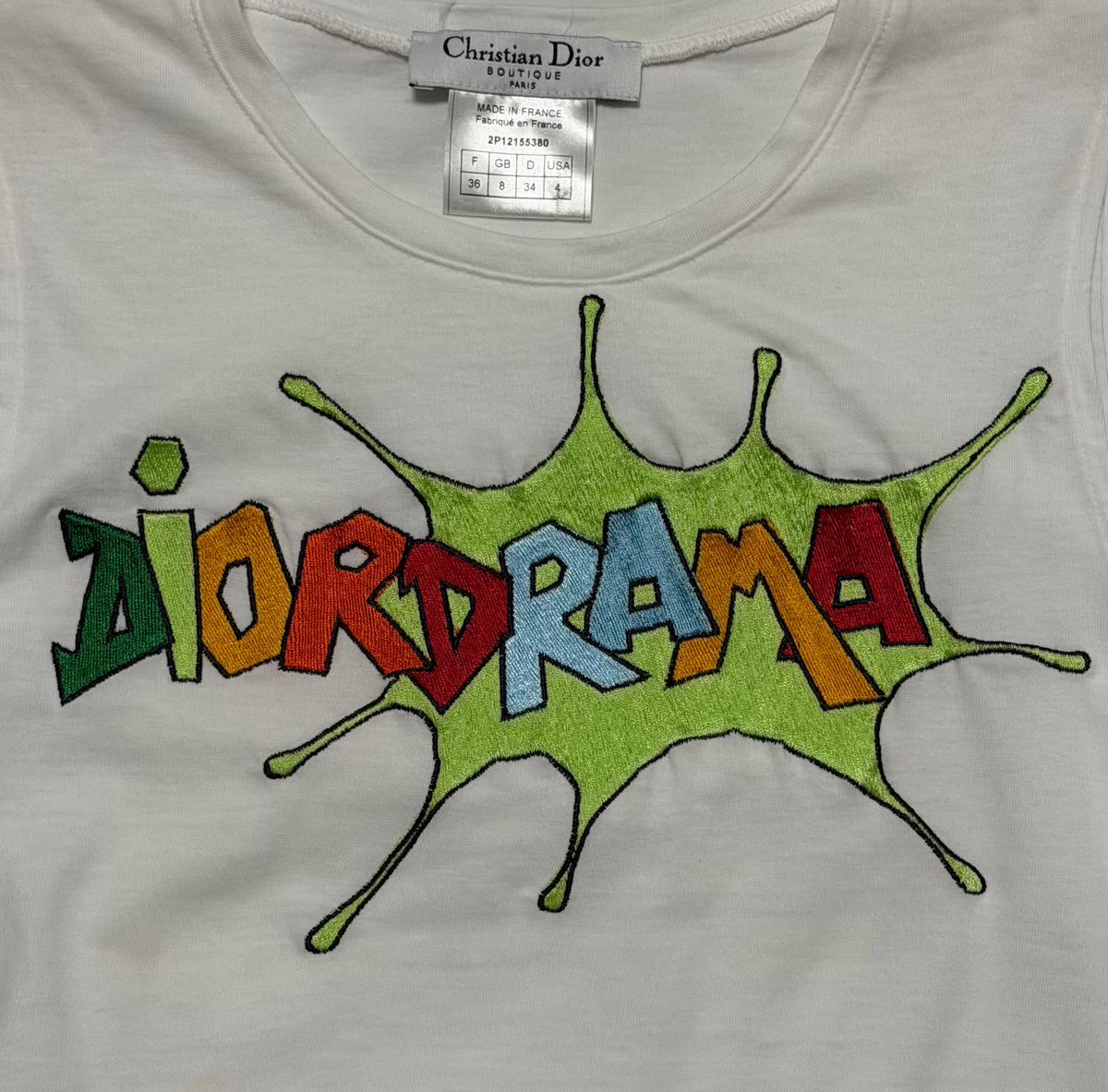CHRISTIAN DIOR "DIORDRAMA" Cartoon Logo Tie-Side Crop Top