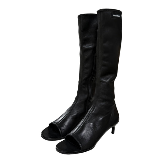 MIU MIU Spring 2023 Peep-Toe Stretch Leather Boots