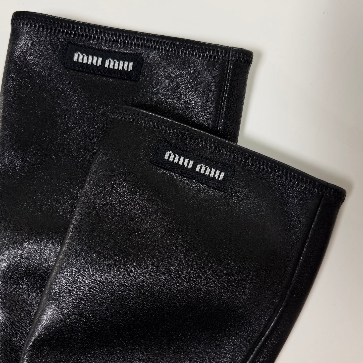 MIU MIU Spring 2023 Peep-Toe Stretch Leather Boots