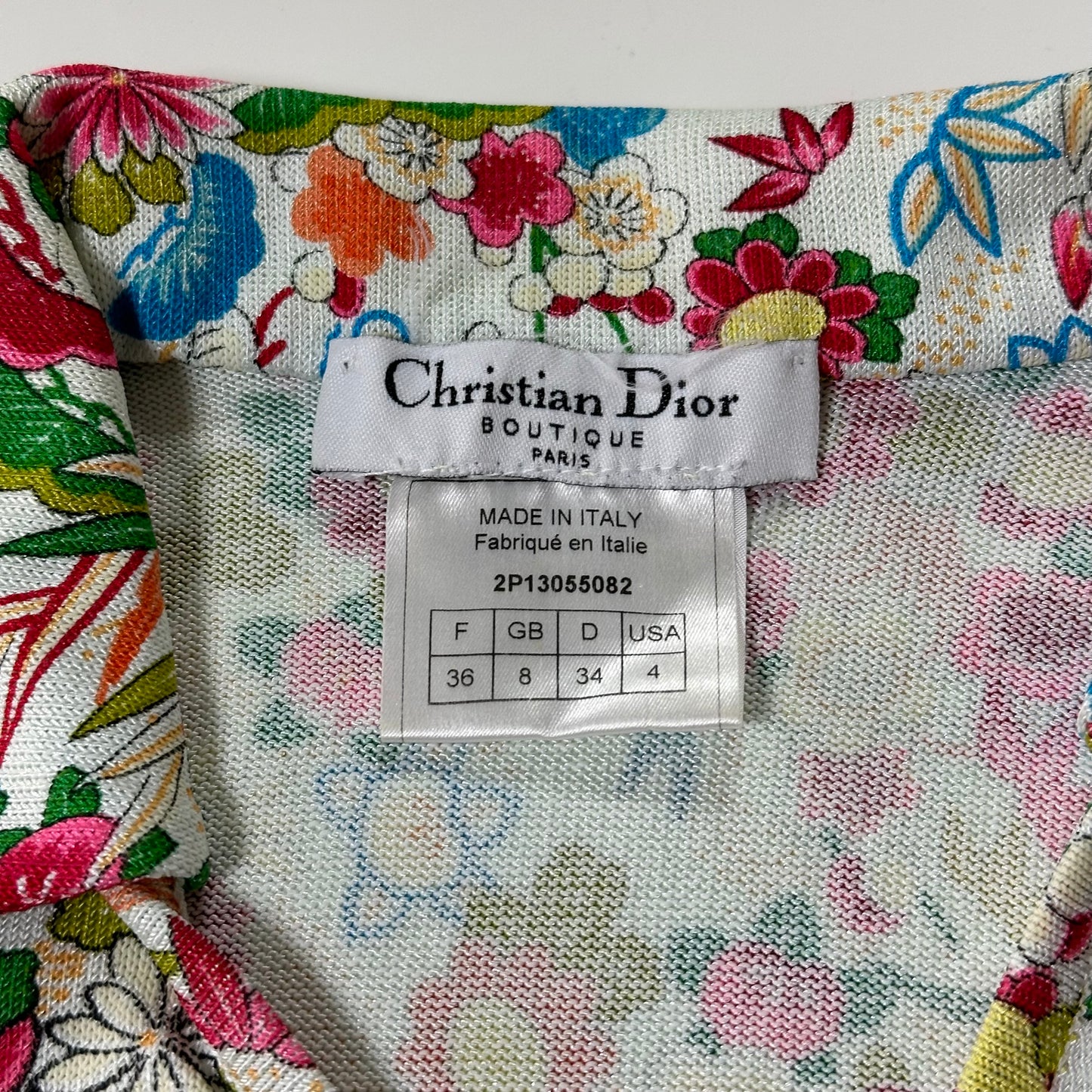 CHRISTIAN DIOR Spring Summer 2002 Floral Print Knit Sleeveless Cropped Tank Top