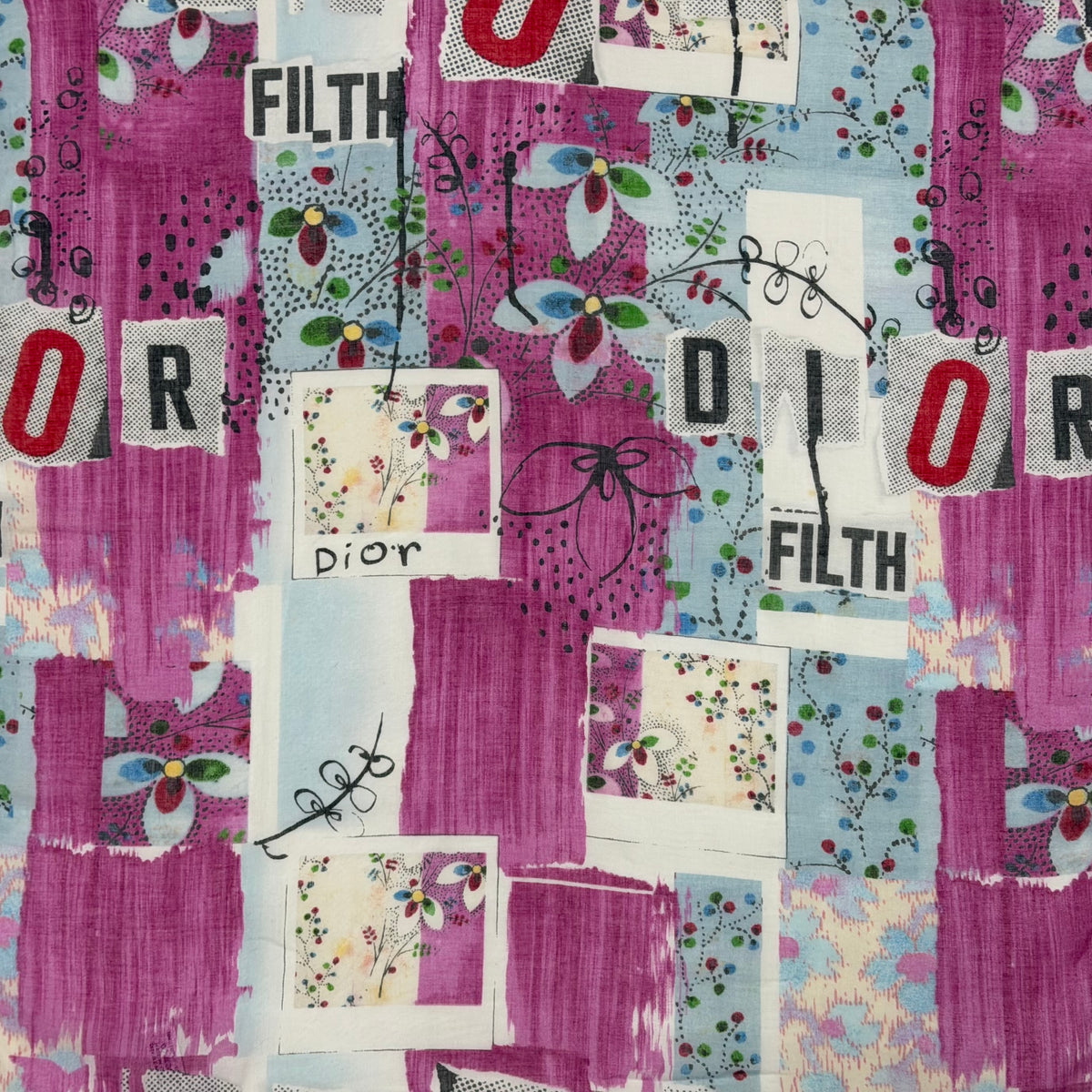 CHRISTIAN DIOR Spring Summer 2003 "FILTH" Print Cotton Scarf