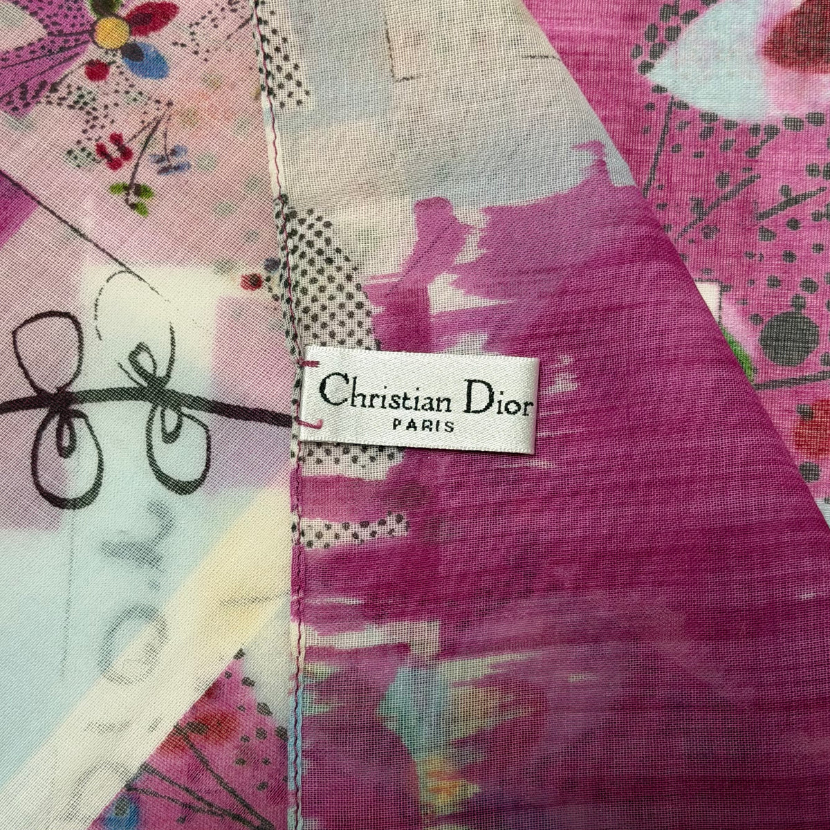 CHRISTIAN DIOR Spring Summer 2003 "FILTH" Print Cotton Scarf