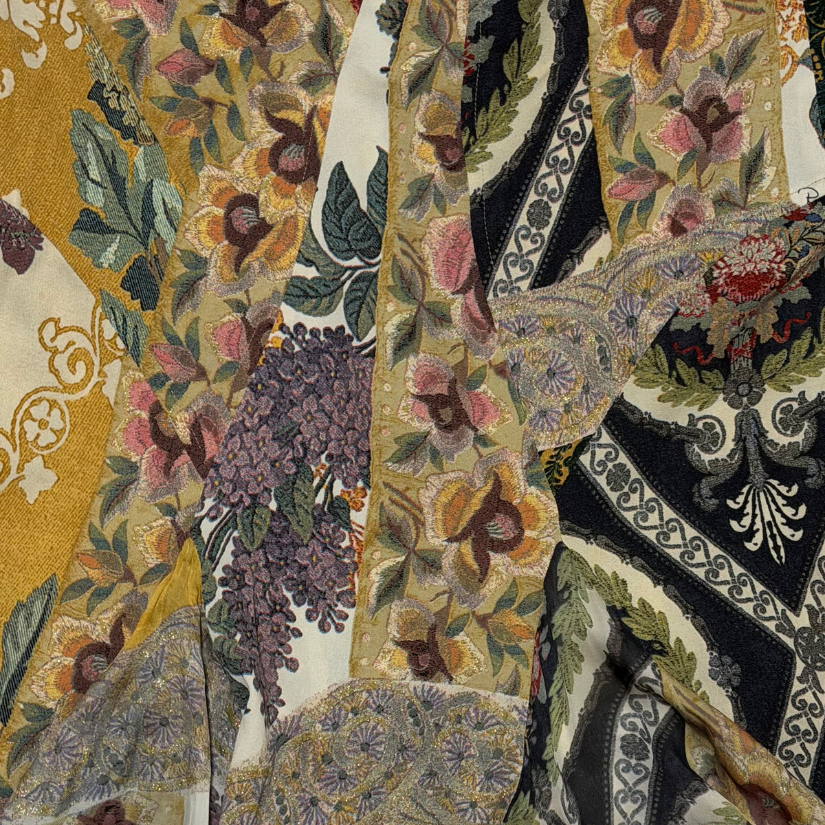 ROBERTO CAVALLI Spring 2005 Silk Patchwork Print Panelled Skirt