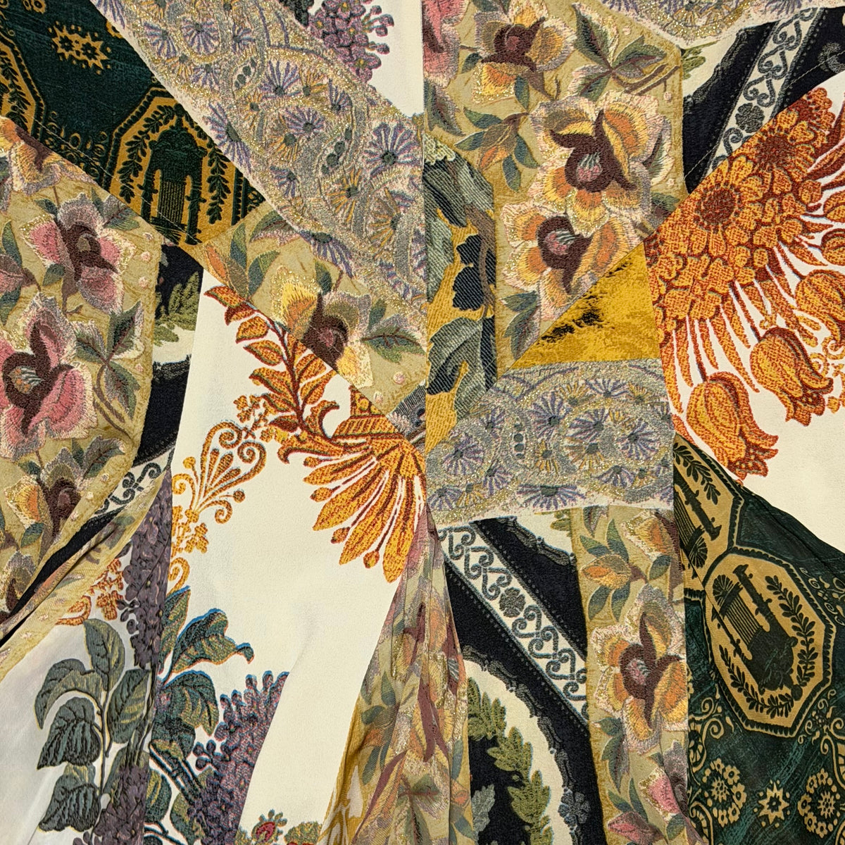 ROBERTO CAVALLI Spring 2005 Silk Patchwork Print Panelled Skirt