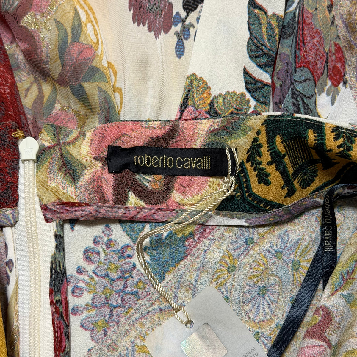 ROBERTO CAVALLI Spring 2005 Silk Patchwork Print Panelled Skirt