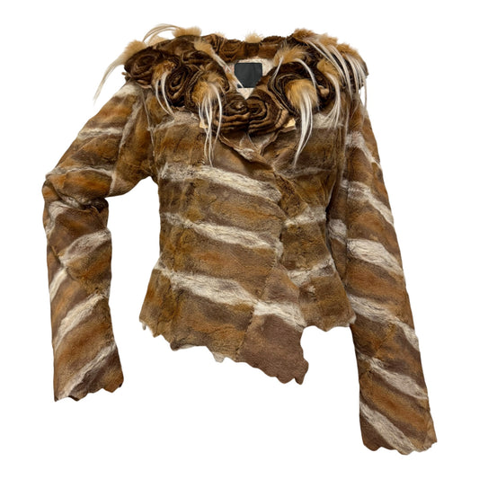 Fendi Fall 2002 Patchwork Fur Jacket with Wooden Buttons