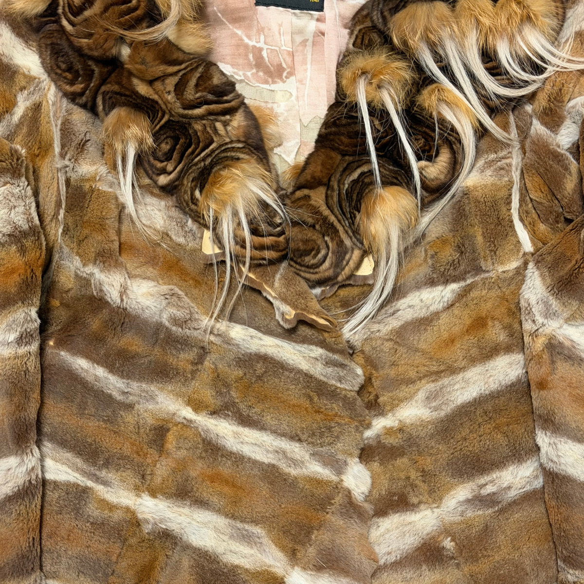 Fendi Fall 2002 Patchwork Fur Jacket with Wooden Buttons