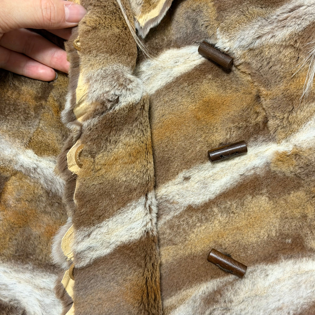Fendi Fall 2002 Patchwork Fur Jacket with Wooden Buttons