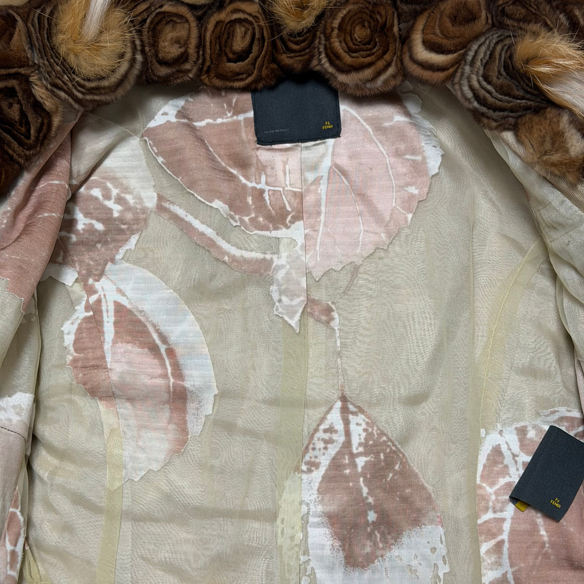 Fendi Fall 2002 Patchwork Fur Jacket with Wooden Buttons
