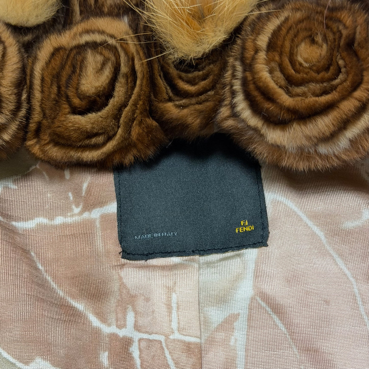 Fendi Fall 2002 Patchwork Fur Jacket with Wooden Buttons