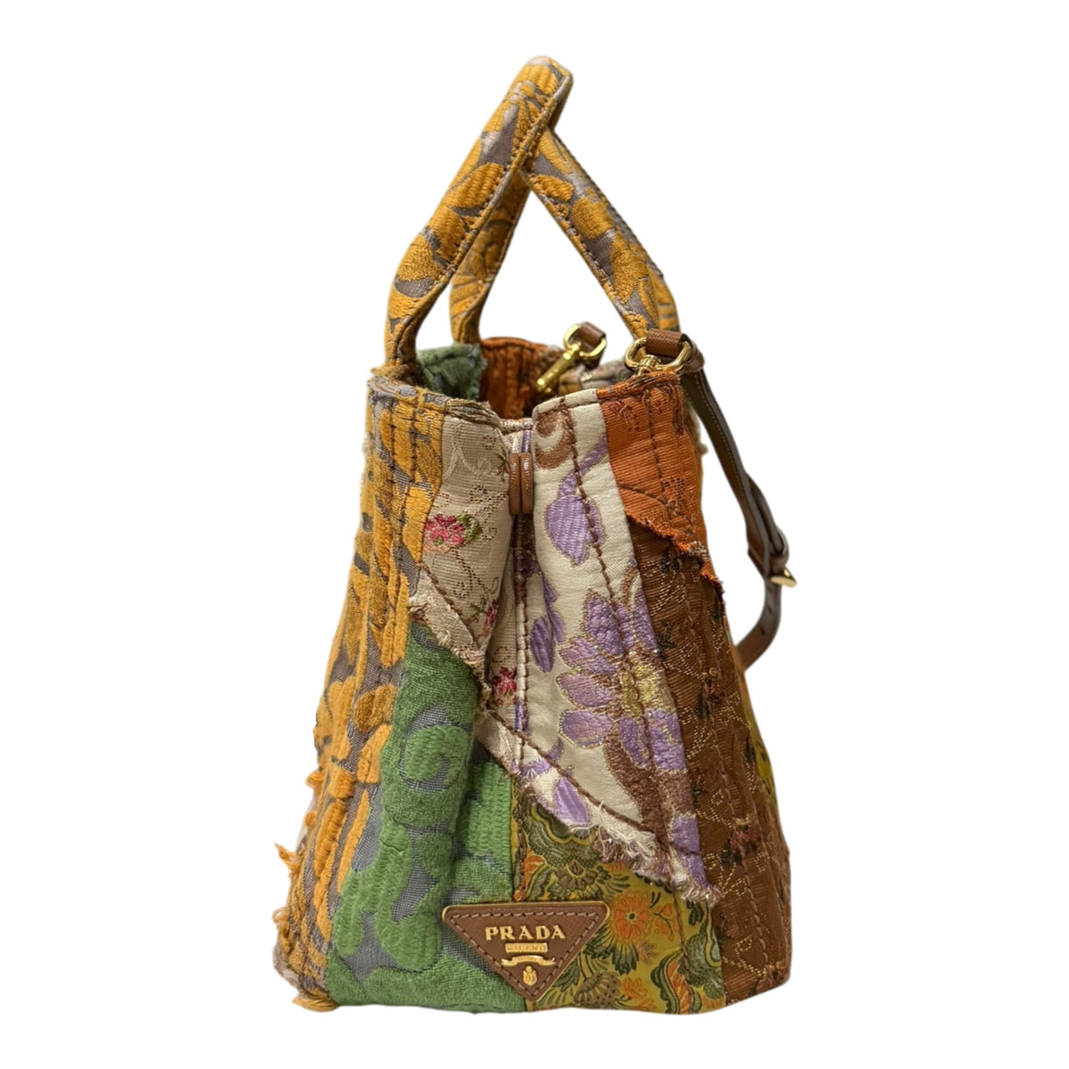PRADA Spring 2015 Patchwork Brocade Canapa Handbag