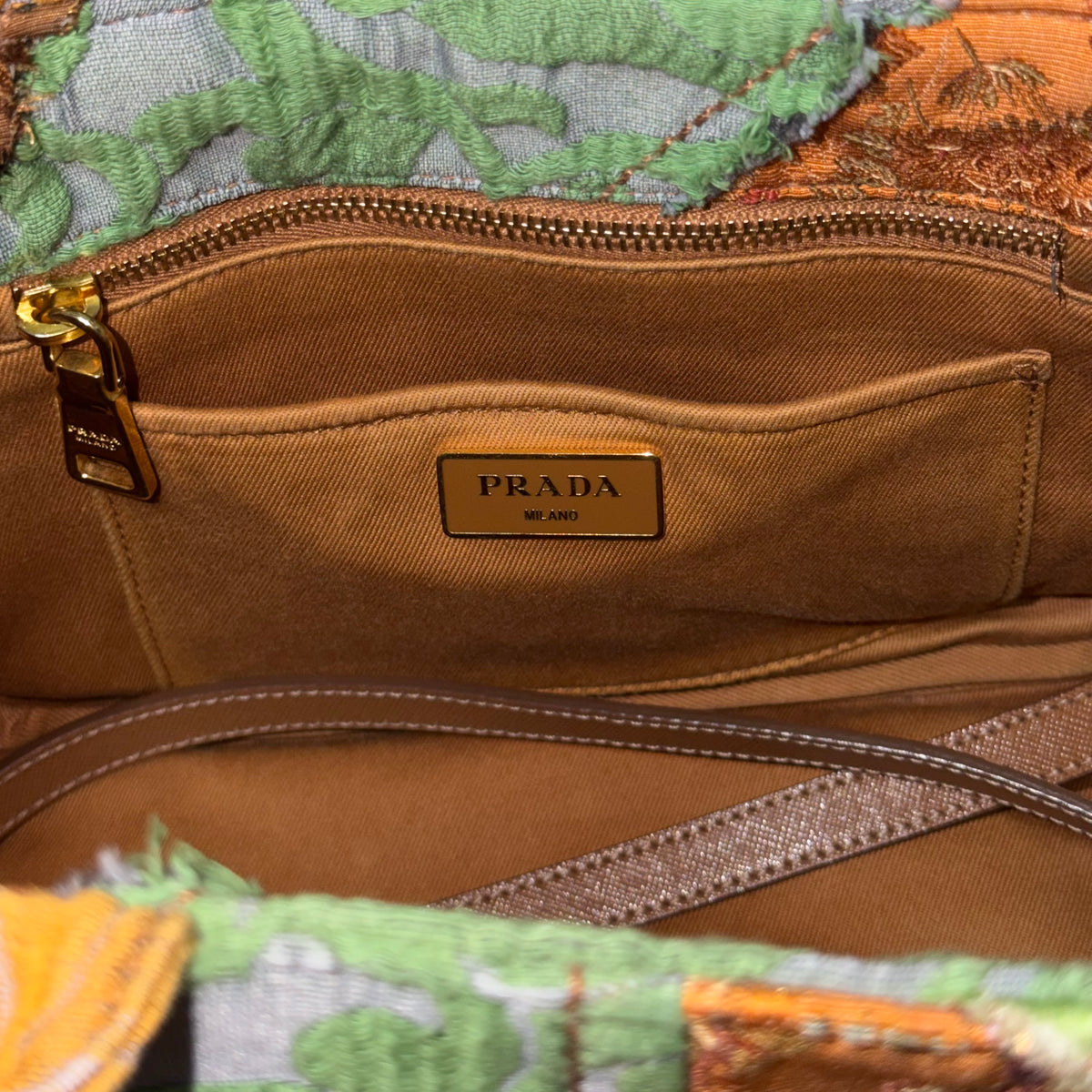 PRADA Spring 2015 Patchwork Brocade Canapa Handbag