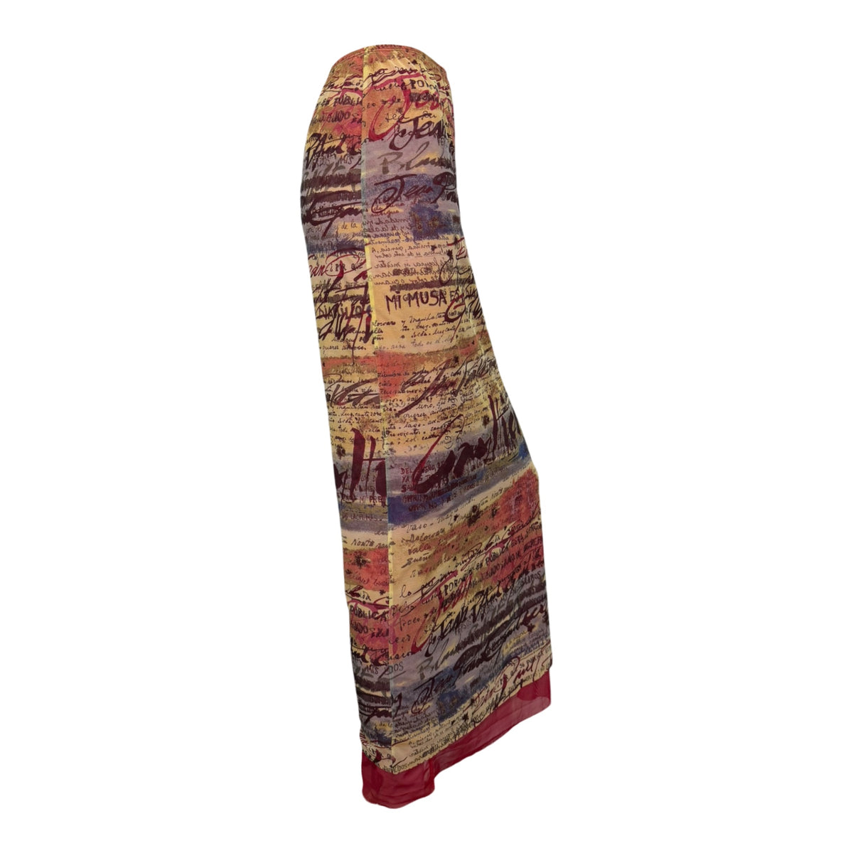 JEAN PAUL GAULTIER Spring Summer 1998 Text Calligraphy Spanish Mesh Maxi Skirt