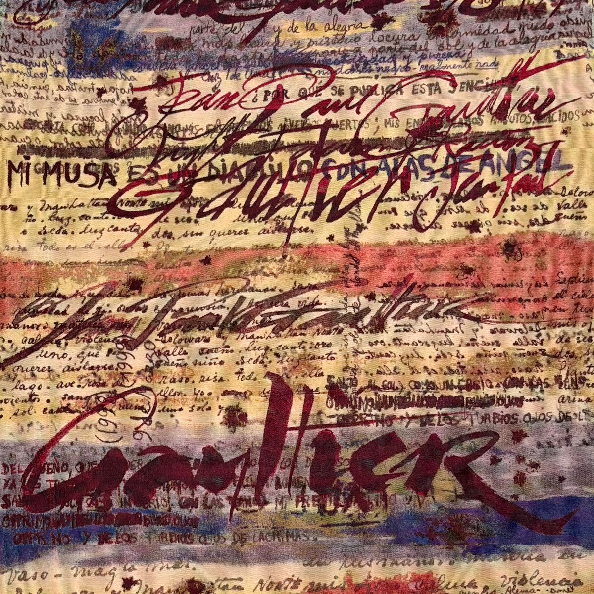 JEAN PAUL GAULTIER Spring Summer 1998 Text Calligraphy Spanish Mesh Maxi Skirt