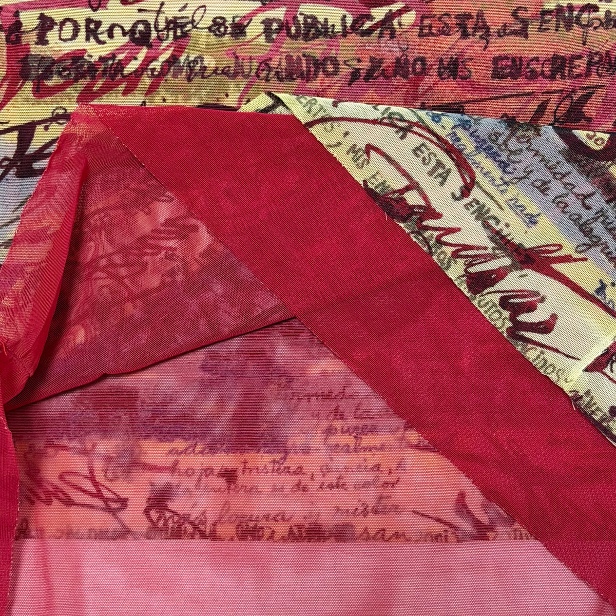 JEAN PAUL GAULTIER Spring Summer 1998 Text Calligraphy Spanish Mesh Maxi Skirt