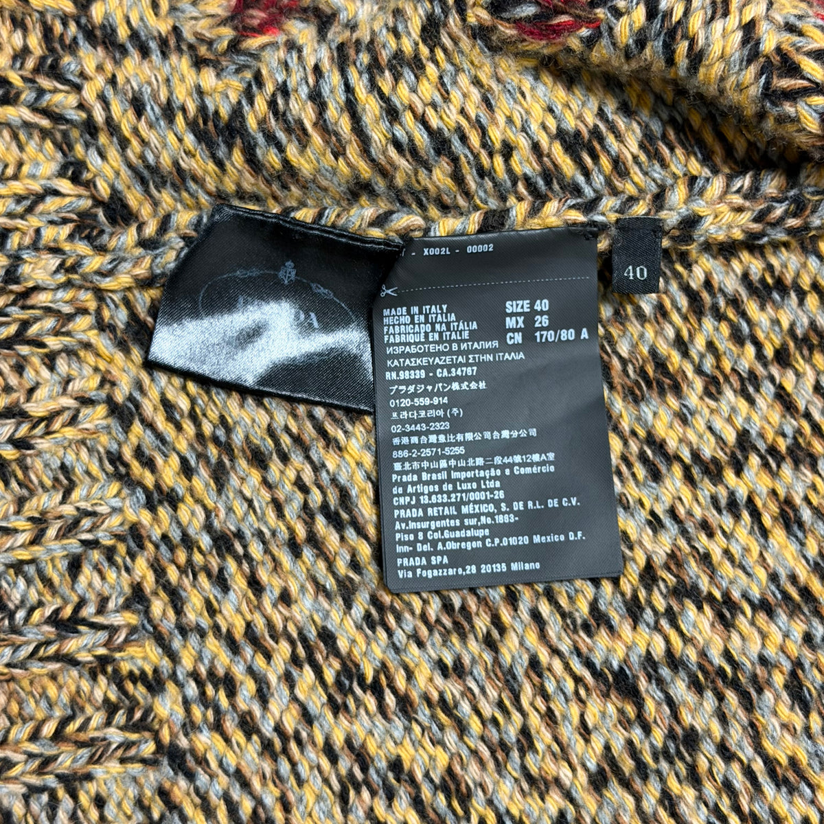 PRADA Fall 2016 Knit Detachable Fur-Collar Zip-Up Cardigan