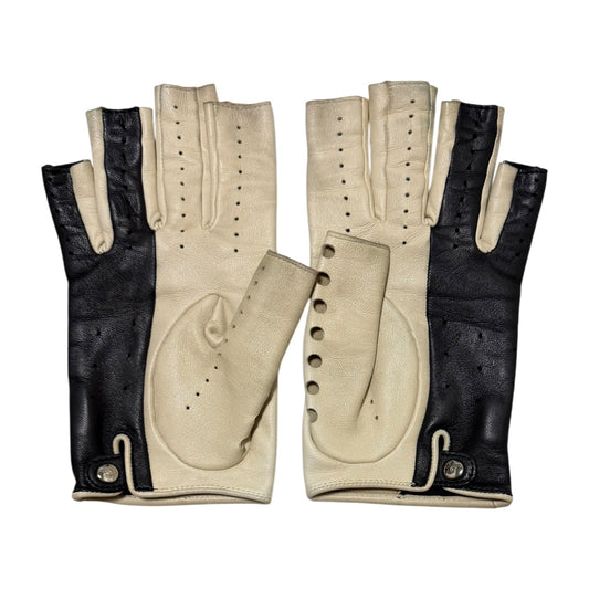 Chanel Vintage Perforated Fingerless Leather Gloves