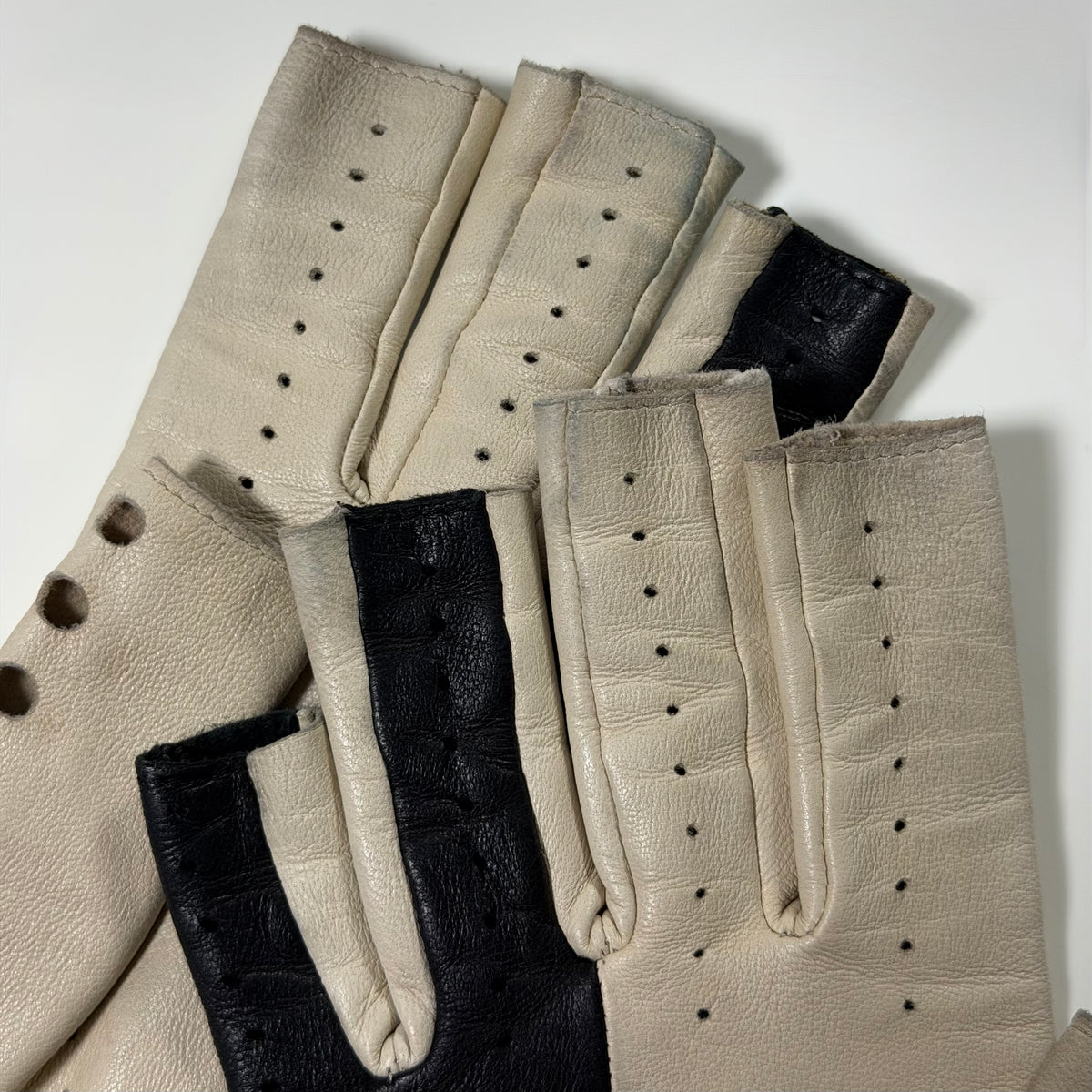 Chanel Vintage Perforated Fingerless Leather Gloves