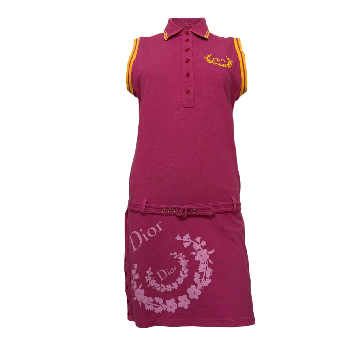 CHRISTIAN DIOR Resort 2004 Floral Logo Sleeveless Golf Polo Dress