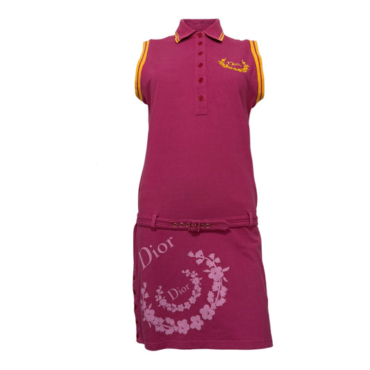 CHRISTIAN DIOR Resort 2004 Floral Logo Sleeveless Golf Polo Dress