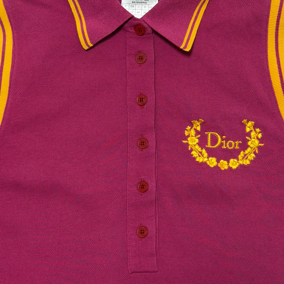 CHRISTIAN DIOR Resort 2004 Floral Logo Sleeveless Golf Polo Dress