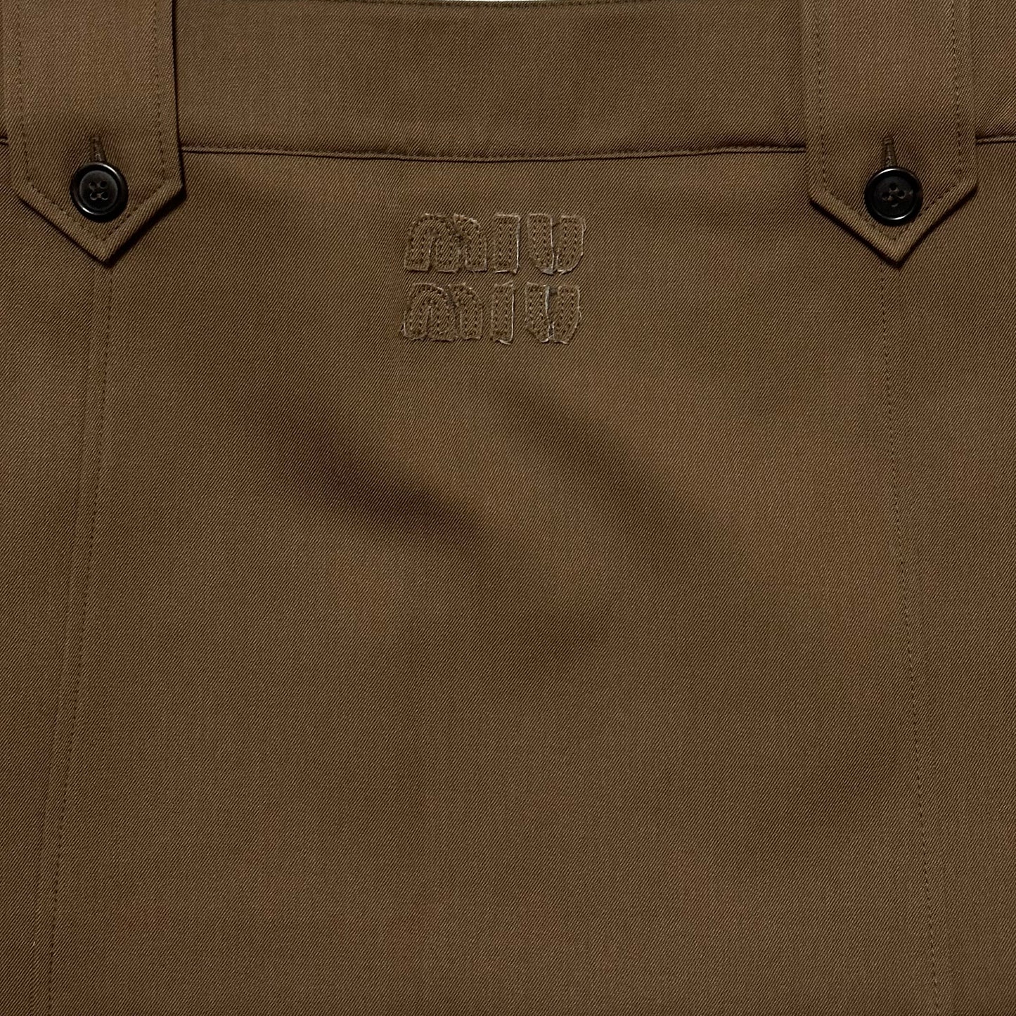 MIU MIU Spring Summer 2024 Mud Gabardine Mini Skirt