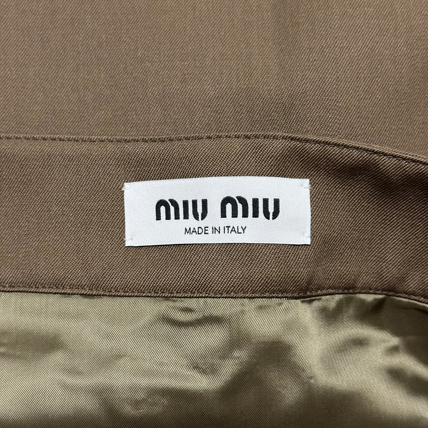 MIU MIU Spring Summer 2024 Mud Gabardine Mini Skirt