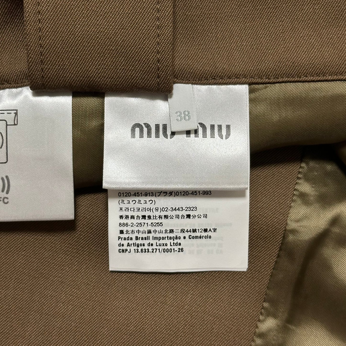 MIU MIU Spring Summer 2024 Mud Gabardine Mini Skirt