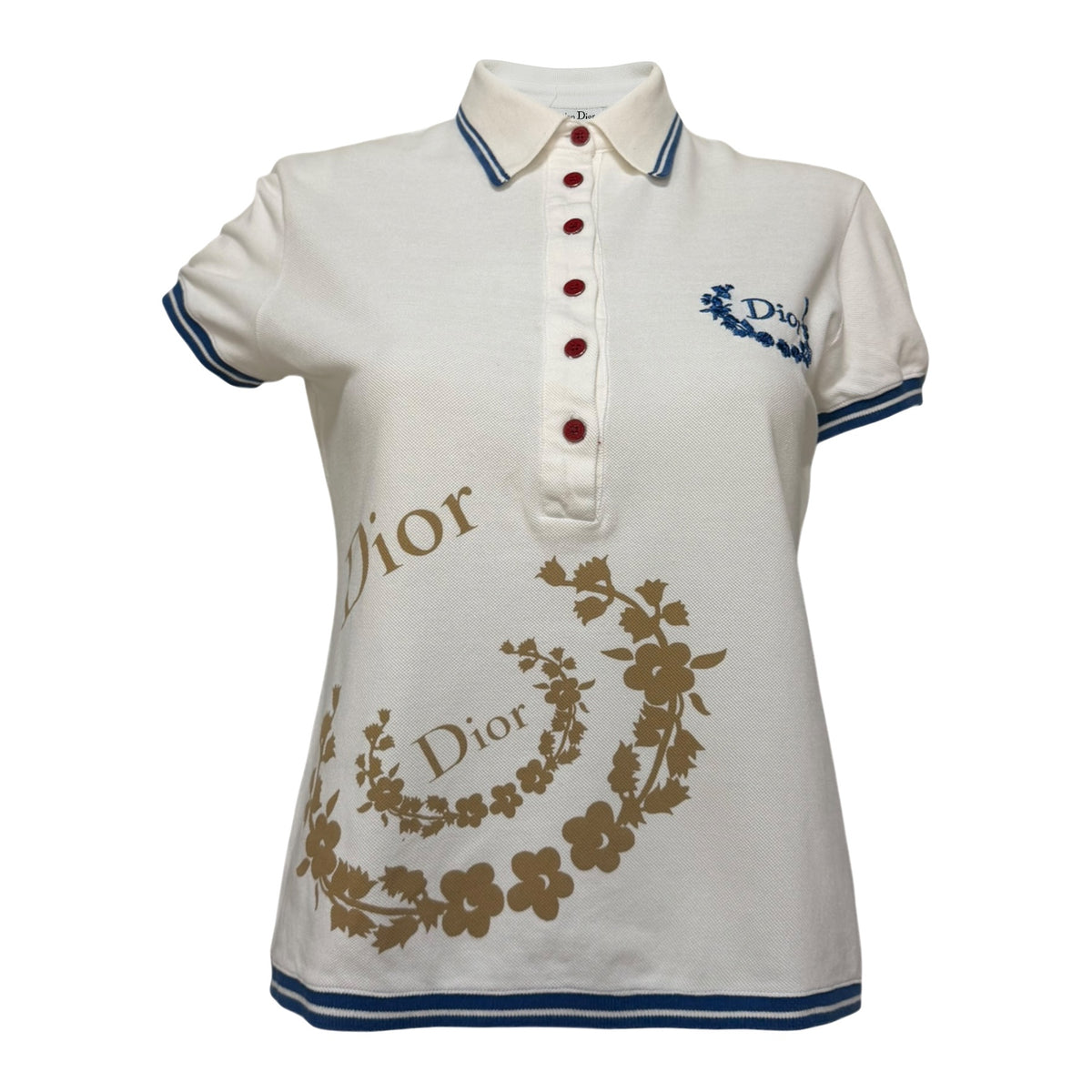 CHRISTIAN DIOR Resort 2004 Floral Logo Golf Polo Shirt