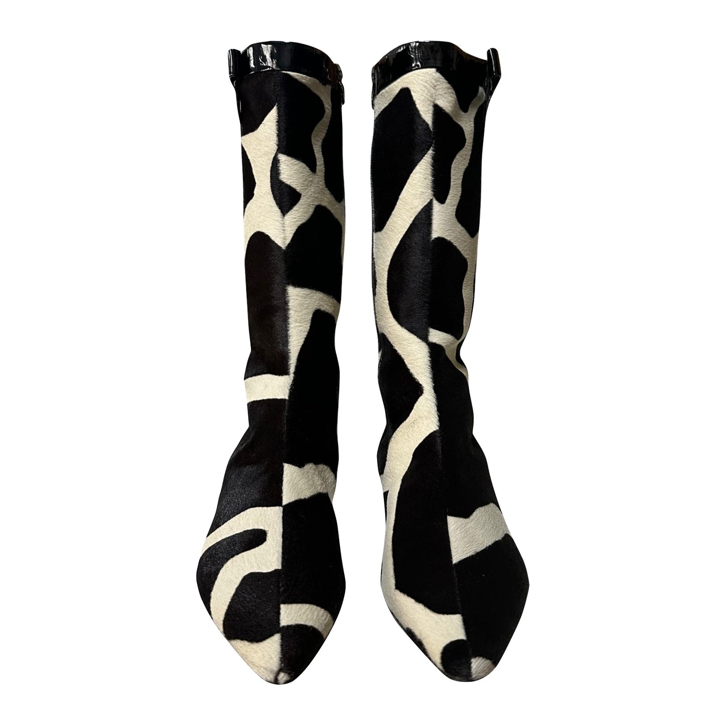 PRADA Giraffe Print Unborn Calf Leather Ribbon Knee Boots